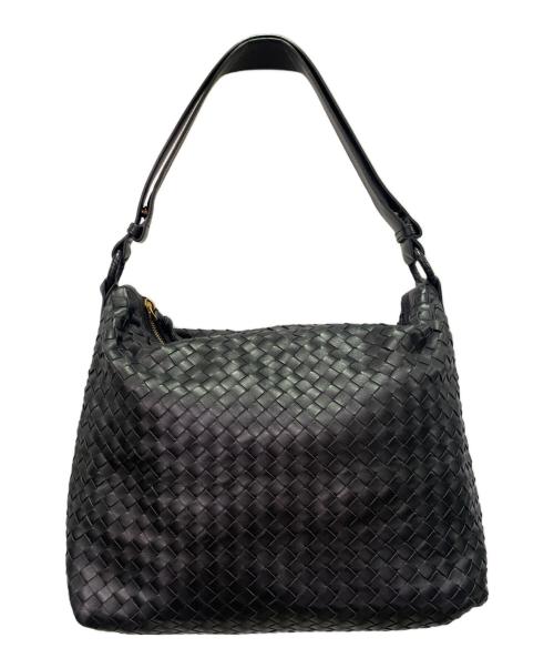 BOTTEGA VENETA（ボッテガベネタ）BOTTEGA VENETA (ボッテガベネタ) イントレチャートホーボーバッグ ブラックの古着・服飾アイテム