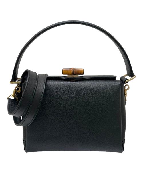 GUCCI（グッチ）GUCCI (グッチ) バンブーターンロック2WAYバッグ ブラックの古着・服飾アイテム