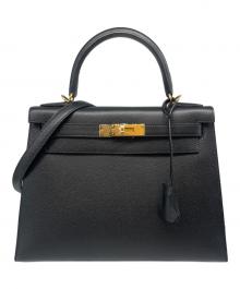 HERMES（エルメス）の古着「ケリー28 外縫い/ゴールド金具/ブラック/C刻印:2018年製」｜ブラック