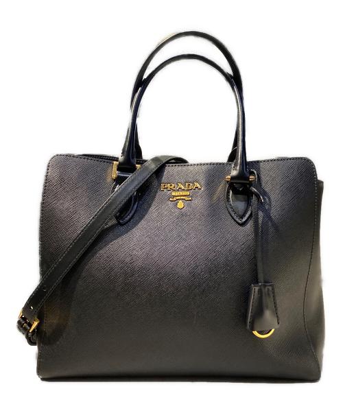 PRADA（プラダ）PRADA (プラダ) サフィアーノ2WAYバッグ ブラックの古着・服飾アイテム