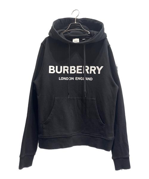 BURBERRY（バーバリー）BURBERRY (バーバリー) ポルタープリント ロゴ プルオーバーフーディー ブラック サイズ:Ｍの古着・服飾アイテム