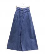 CHANELシャネル）の古着「Back Coco Mark Wide Denim Pants/バックココマーク ワイドデニムパンツ/P73404 V65053」｜ネイビー