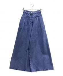 CHANEL（シャネル）の古着「Back Coco Mark Wide Denim Pants/バックココマーク ワイドデニムパンツ/P73404 V65053」｜ネイビー