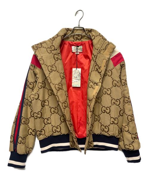 GUCCI（グッチ）GUCCI (グッチ) GGジャガード キャンバス ハイネック ジップ ブルゾン ベージュ サイズ:50の古着・服飾アイテム