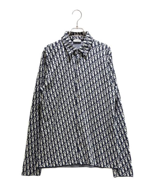 Dior（ディオール）Dior (ディオール) 20SS Oblique Cotton Knit Shirt オブリークコットンニットシャツ/023M550AT099 ネイビー サイズ:XSの古着・服飾アイテム