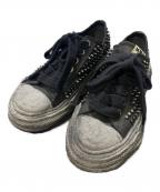 MIHARA YASUHIROミハラヤスヒロ）の古着「PETERSON 23 studded paint canvas Low-Top」｜ブラック