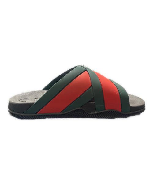 GUCCI（グッチ）GUCCI (グッチ) シェリーラインラバーサンダル レッド×グリーン サイズ:6の古着・服飾アイテム