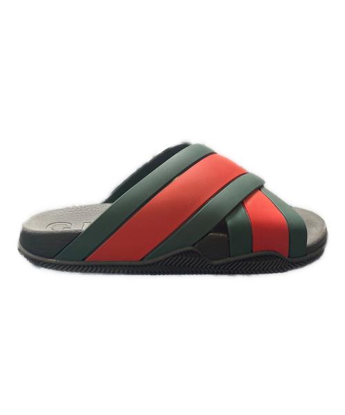 GUCCI（グッチ）GUCCI (グッチ) シェリーラインラバーサンダル レッド×グリーン サイズ:6の古着・服飾アイテム