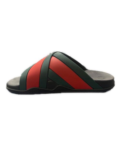 GUCCI（グッチ）GUCCI (グッチ) シェリーラインラバーサンダル レッド×グリーン サイズ:6の古着・服飾アイテム