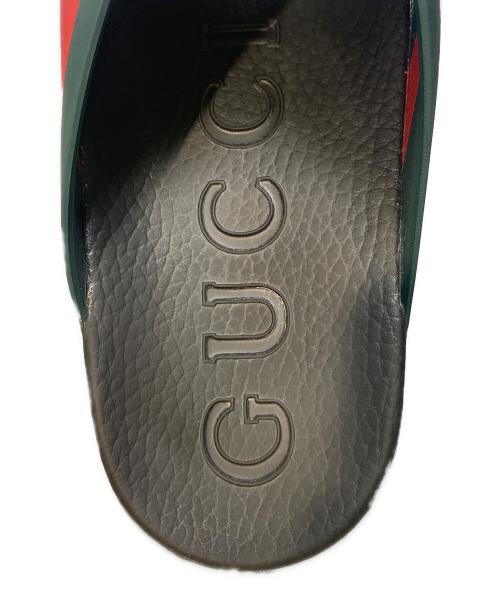 GUCCI（グッチ）GUCCI (グッチ) シェリーラインラバーサンダル レッド×グリーン サイズ:6の古着・服飾アイテム