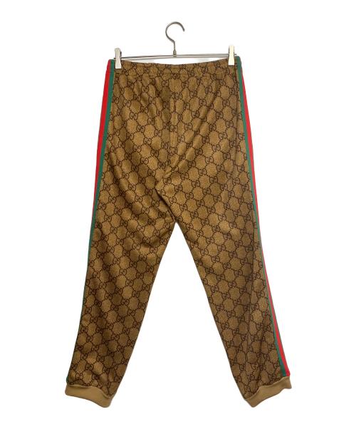 GUCCI（グッチ）GUCCI (グッチ) GG総柄テクニカルジャージロングパンツ ブラウン サイズ:Sの古着・服飾アイテム