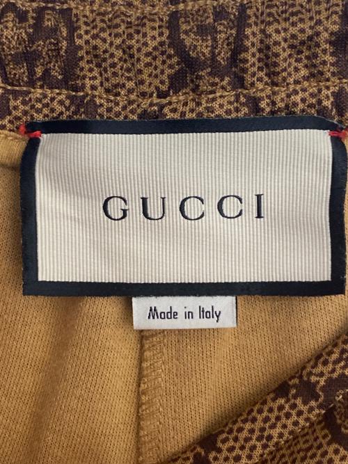 GUCCI（グッチ）GUCCI (グッチ) GG総柄テクニカルジャージロングパンツ ブラウン サイズ:Sの古着・服飾アイテム