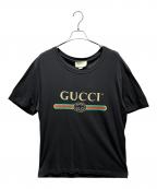 GUCCIグッチ）の古着「ヴィンテージ加工ロゴTシャツ」｜ブラック