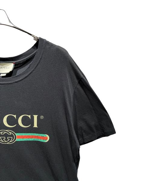 GUCCI（グッチ）GUCCI (グッチ) ヴィンテージ加工ロゴTシャツ ブラック サイズ:Lの古着・服飾アイテム