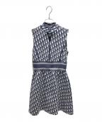 Christian Diorクリスチャン ディオール）の古着「Oblique All-Over Print Sleeveless Dress/オブリーク総柄ノースリーブワンピース/143R04A4040」｜ネイビー