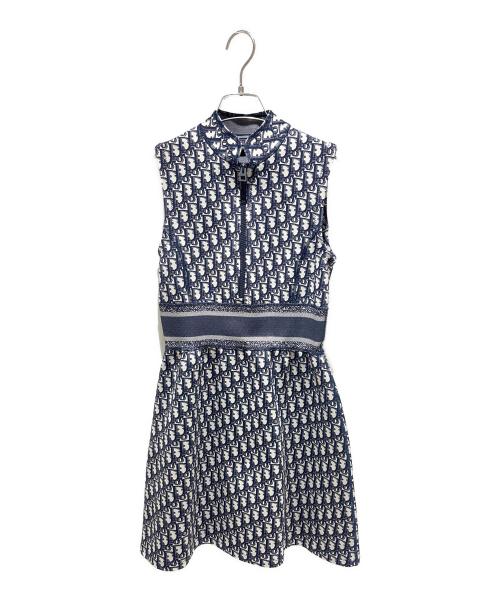 Christian Dior（クリスチャン ディオール）Christian Dior (クリスチャン ディオール) Oblique All-Over Print Sleeveless Dress/オブリーク総柄ノースリーブワンピース/143R04A4040 ネイビー サイズ:38の古着・服飾アイテム