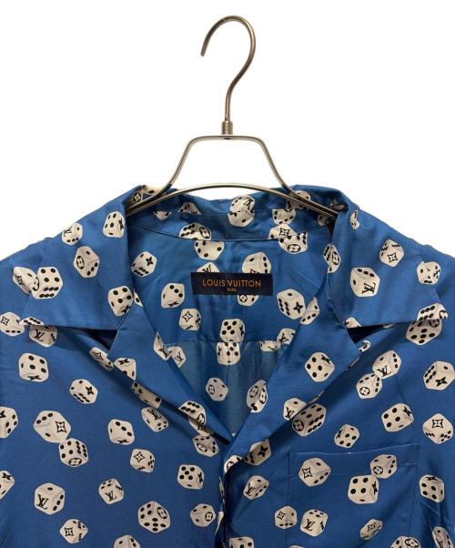 LOUIS VUITTON（ルイ ヴィトン）LOUIS VUITTON (ルイ ヴィトン) ダイスデザインシルク半袖シャツ ブルー サイズ:Lの古着・服飾アイテム