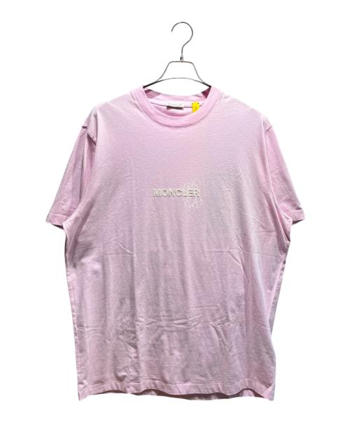 MONCLER（モンクレール）MONCLER (モンクレール) FRAGMENT DESIGN (フラグメントデザイン) ロゴプリントTシャツ ピンク サイズ:XXLの古着・服飾アイテム