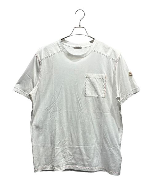 MONCLER（モンクレール）MONCLER (モンクレール) トリコロールステッチTシャツ ホワイト サイズ:Lの古着・服飾アイテム
