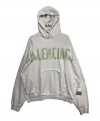 BALENCIAGAバレンシアガ）の古着「テープロゴプルオーバーパーカー」｜ライトグレー