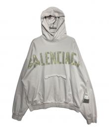 BALENCIAGA（バレンシアガ）の古着「テープロゴプルオーバーパーカー」｜ライトグレー