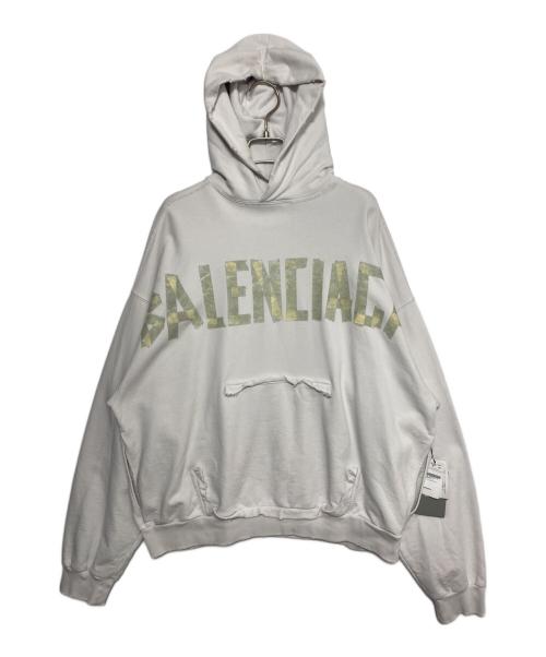 BALENCIAGA（バレンシアガ）BALENCIAGA (バレンシアガ) テープロゴプルオーバーパーカー ライトグレー サイズ:XSの古着・服飾アイテム