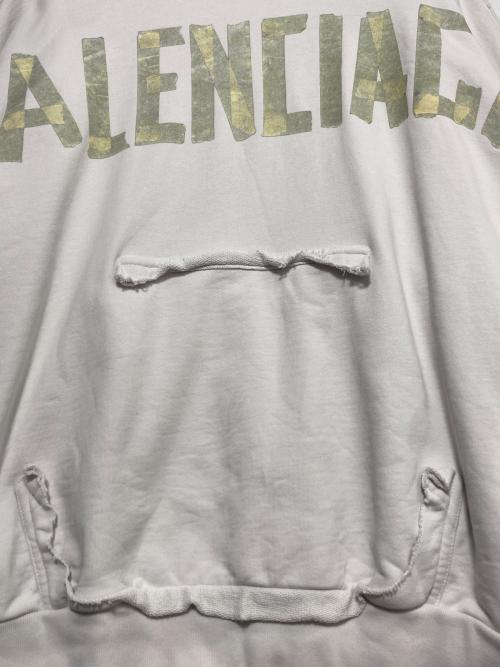 BALENCIAGA（バレンシアガ）BALENCIAGA (バレンシアガ) テープロゴプルオーバーパーカー ライトグレー サイズ:XSの古着・服飾アイテム