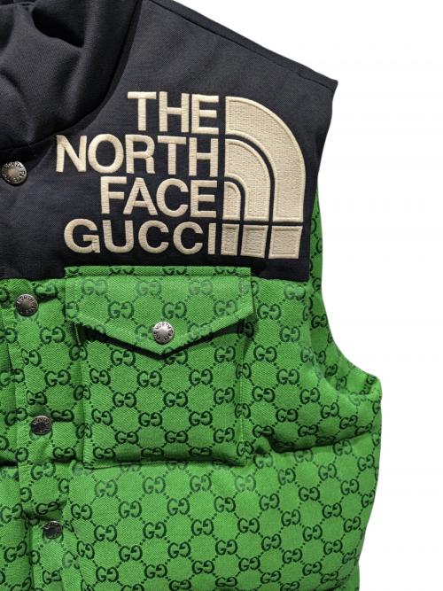 GUCCI（グッチ）GUCCI (グッチ) THE NORTH FACE (ザ ノース フェイス) THE NORTH FACE×GUCCI パデットダウンベスト 中綿ダウンベスト グリーン サイズ:XSの古着・服飾アイテム
