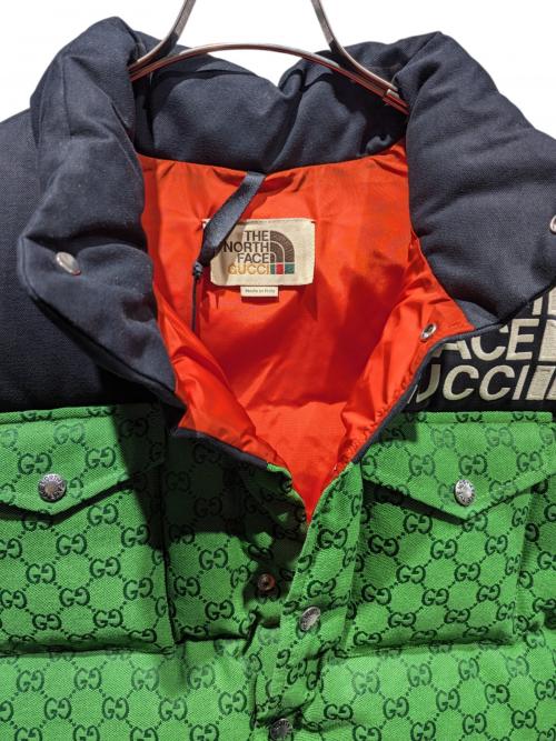 GUCCI（グッチ）GUCCI (グッチ) THE NORTH FACE (ザ ノース フェイス) THE NORTH FACE×GUCCI パデットダウンベスト 中綿ダウンベスト グリーン サイズ:XSの古着・服飾アイテム