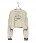 PRADAプラダ）の古着「クロップドロゴスウェット」｜アイボリー