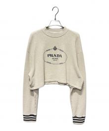 PRADA（プラダ）の古着「クロップドロゴスウェット」｜アイボリー
