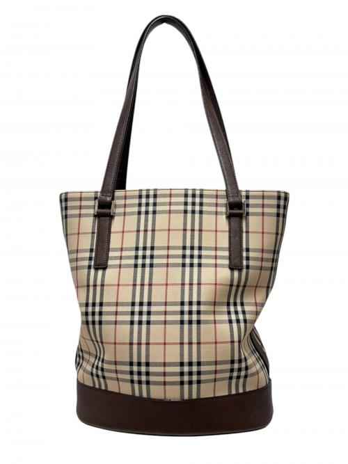 Burberry's（バーバリーズ）Burberry's (バーバリーズ) ノバチェックトートバッグ ベージュ×ブラウンの古着・服飾アイテム