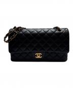 CHANELシャネル）の古着「チェーンショルダーダブルフラップバッグ/マトラッセ25」｜ブラック