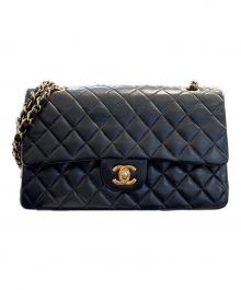 CHANEL（シャネル）の古着「Classic Matelassé Bag マトラッセ25 Ｗフラップチェーンショルダーバッグ」｜ブラック