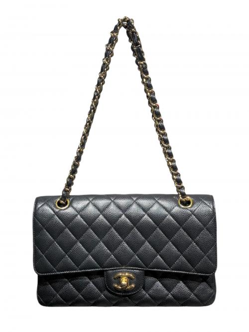 CHANEL（シャネル）CHANEL (シャネル) マトラッセ25/Wフラップチェーンショルダーバッグ ブラック サイズ:25の古着・服飾アイテム