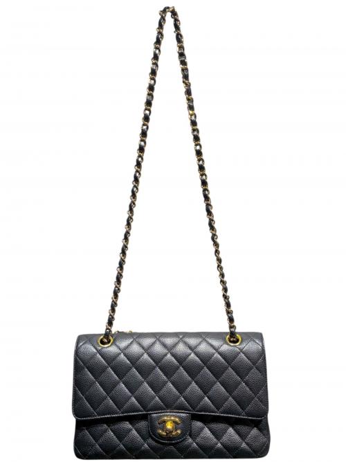 CHANEL（シャネル）CHANEL (シャネル) マトラッセ25/Wフラップチェーンショルダーバッグ ブラック サイズ:25の古着・服飾アイテム