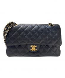 CHANEL（シャネル）の古着「Matelassé 25 Double Flap Chain Shoulder Bag/マトラッセ25 Wフラップチェーンショルダーバッグ」｜ブラック