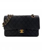 CHANELシャネル）の古着「Matelassé 25/マトラッセ25/Double Flap Chain Shoulder Bag/Wフラップチェーンショルダーバッグ」｜ブラック