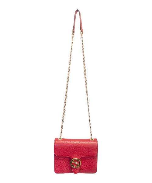 GUCCI（グッチ）GUCCI (グッチ) インターロッキングG ショルダーバッグ/ショルダーバッグ レッドの古着・服飾アイテム
