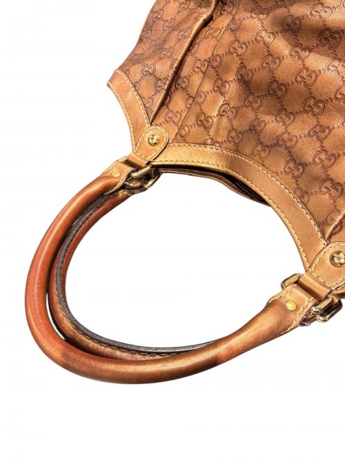 GUCCI（グッチ）GUCCI (グッチ) スーキーハンドバッグ 211943 グッチシマ メタリックブラウン サイズ:-の古着・服飾アイテム