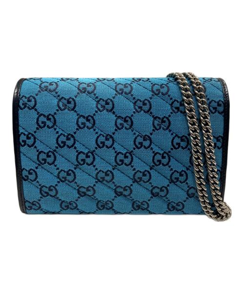 GUCCI（グッチ）GUCCI (グッチ) GGマーモントショルダーウォレット スカイブルーの古着・服飾アイテム