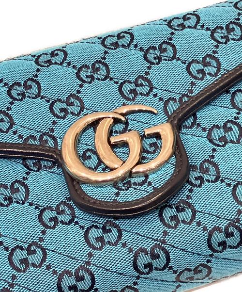 GUCCI（グッチ）GUCCI (グッチ) GGマーモントショルダーウォレット スカイブルーの古着・服飾アイテム