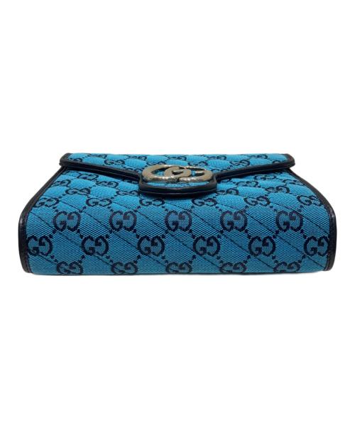 GUCCI（グッチ）GUCCI (グッチ) GGマーモントショルダーウォレット スカイブルーの古着・服飾アイテム