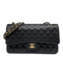 CHANEL（シャネル）の古着「Matelassé 25 Double Flap Chain Shoulder Bag/マトラッセ25 Wフラップチェーンショルダーバッグ」｜ブラック