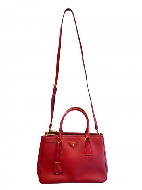 PRADA（プラダ）PRADA (プラダ) ガレリアサフィアーノハンドバッグ レッド サイズ:-の古着・服飾アイテム