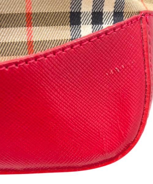 BURBERRY（バーバリー）BURBERRY (バーバリー) ノヴァチェックトートバッグ ベージュ×レッドの古着・服飾アイテム
