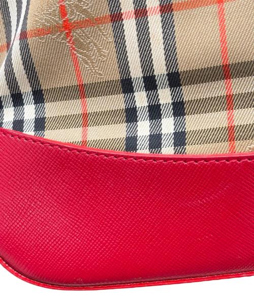 BURBERRY（バーバリー）BURBERRY (バーバリー) ノヴァチェックトートバッグ ベージュ×レッドの古着・服飾アイテム