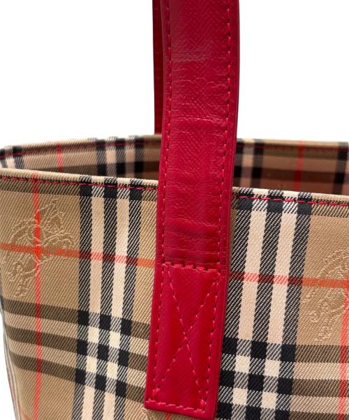 BURBERRY（バーバリー）BURBERRY (バーバリー) ノヴァチェックトートバッグ ベージュ×レッドの古着・服飾アイテム