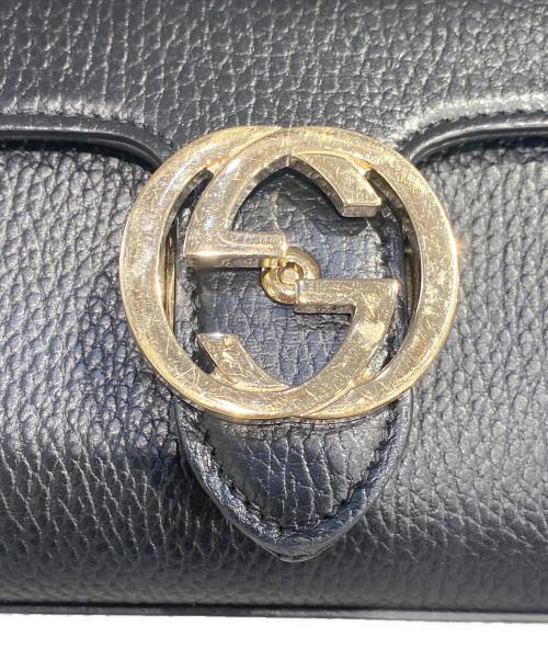 GUCCI（グッチ）GUCCI (グッチ) GUCCI インターロッキングG チェーンショルダーバッグ  ブラックの古着・服飾アイテム