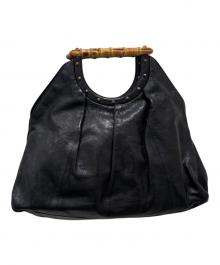 GUCCI（グッチ）の古着「バンブーハンドル レザーハンドバッグ」｜ブラック